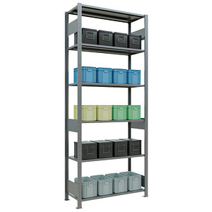 4004514280008 - Schulte Lagertechnik Fachbodenregal MULTIplus150 Steck-Grundregal B 1000 x T 400 x H 2500 mm 6 Ebenen bis 1400 kg verzinkt