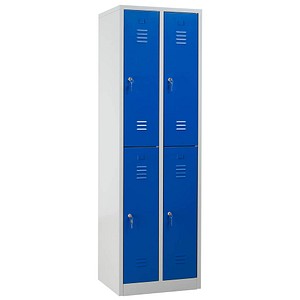 4260090175750 - Spind 105928 Metall 2 Abteile mit 4 Fächern abschließbar 60x195cm (BxH) blau 4260090175750 Gürkan