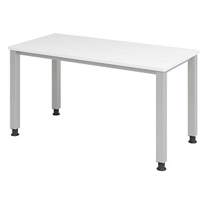 HAMMERBACHER QS614 Schreibtisch weiß rechteckig, 4-Fuß-Gestell silber 140,0 x 67,2 cm