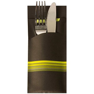 4002911867020 - Bestecktaschen Stripes inkl weißer Serviette 520 Stk 200 x 85 mm Papier schwarz limone 4002911867020 - Bestecktaschen Stripes inkl weißer Serviette 520 Stk 200 x 85 mm Papier schwarz limone