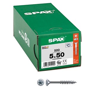 4003530154294 - Universalschraube 5 x 50 mm 500 Stück Teilgewinde Senkkopf t-star plus T20 4CUT wirox - 0191010500505 - Spax