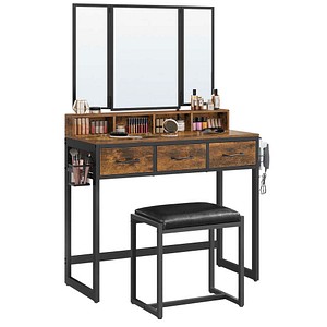0194343008318 - Schminktisch braun schwarz rechteckig Kufen-Gestell schwarz 900 x 400 x 1410 cm 0194343008318 VASAGLE