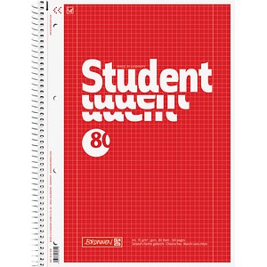 4003273180314 - Collegeblock 10-67928 Student Lineatur 28   kariert mit Rand innen außen A4 70g rot 80 Blatt 4003273180314 Brunnen
