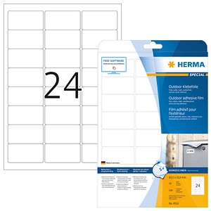 240 HERMA Folien-Kraftklebe-Etiketten 9532 weiß 63,5 x 33,9 mm