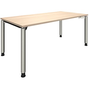 4260267323601 - fm fastline höhenverstellbarer Schreibtisch akazie rechteckig 4-Fuß-Gestell silber 1600 x 800 cm