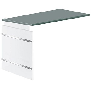 Kerkmann Anbautisch Priola grafit, weiß rechteckig 100,0 x 60,0 x 68,0 – 76,0 cm