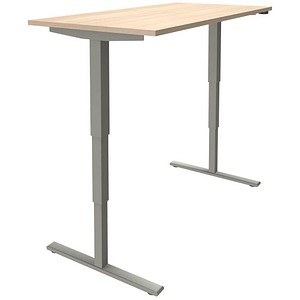 4260267324738 - fm Sidney elektrisch höhenverstellbarer Schreibtisch akazie rechteckig T-Fuß-Gestell silber 1600 x 800 cm