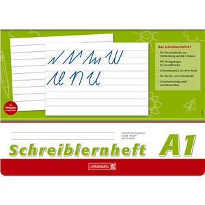 BRUNNEN Schreiblernheft Lineatur A1 liniert DIN A4 quer ohne Rand, 16 Blatt, 1 St.