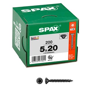 4003530275821 - T-star plus 200ER satz universalschrauben t te fresh e schwarz vollgewinde 5 x 20 mm universalschraube schwarz - Spax
