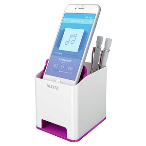 AKTION: LEITZ Stiftehalter WOW Duo Colour perlweiß/violett Polystyrol 2 Fächer 9,0 x 10,1 x 10,0 cm mit Prämie nach Registrierung