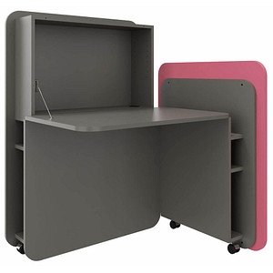 fm FLATup  Sekretär basalt/ rose rechteckig, schwarz 107,0 x 41,5 – 91,0 cm