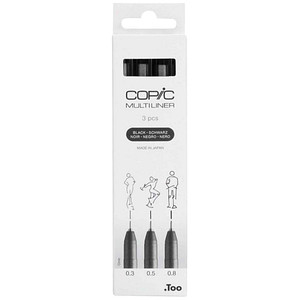 4013695266039 - COPIC® Multiliner Fineliner schwarz 03 + 05 + 08 mm 3 St