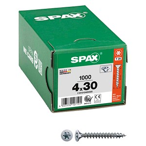 4003530107191 - Universalschraube 4 x 30 mm 1000 Stück Vollgewinde Senkkopf t-star plus T20 4CUT wirox - 1191010400305 - Spax