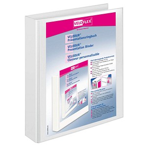 10 VELOFLEX VELODUR® Präsentationsringbücher 4-Ringe weiß 4,6 cm DIN A4