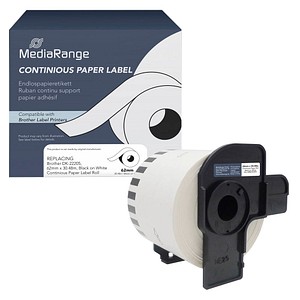 MediaRange Endlospapierrolle für Etikettendrucker ersetzt brother DK-22205 weiß, 62,0 mm, 1 x 1 Etiketten