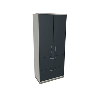 4260429769889 - fm Aktenschrank Sidney 4260429769889 weiß lavagrau 2 Fachböden 800 x 442 x 1869 cm