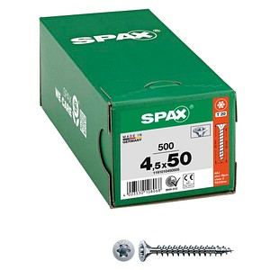 4003530108068 - Universalschraube 45 x 50 mm 500 Stück Vollgewinde Senkkopf t-star plus T20 4CUT wirox - 1191010450505 - Spax