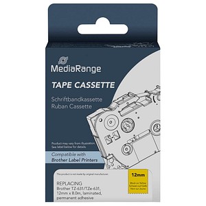 4260459618577 - Schriftband kompatibel zu Brother TZe-631 Permanent haftend 12 mm Länge 8 m schwarz auf gelb 4260459618577 MediaRange 4260459618577 - Schriftband kompatibel zu Brother TZe-631 Permanent haftend 12 mm Länge 8 m schwarz auf gelb 4260459618577 MediaRange