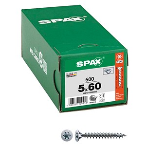 4003530109553 - Spax - Universalschraube 5 x 60 mm 500 Stück Vollgewinde Senkkopf t-star plus T20 4CUT wirox - 1191010500605