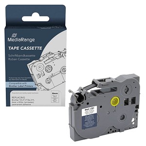 4260459618294 - Schriftband kompatibel zu Brother TZe-211 Permanent haftend 6 mm Länge 8 m schwarz auf weiß 4260459618294 MediaRange