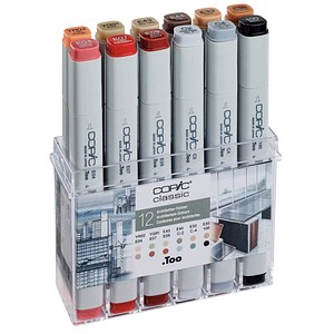 4013695257099 - COPIC Profi Marker 12er Set Architekturfarben Tinte auf Alkoholbasis schnell trocknend untereinander (20075701)