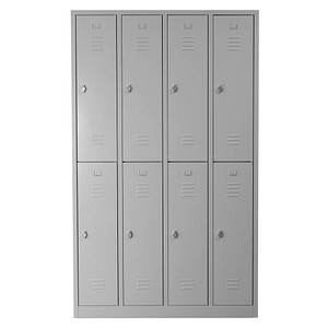 4260090175910 - Spind 106315 Metall 4 Abteile mit 8 Fächern abschließbar (Schloss separat erhältlich) 117x195cm (BxH) lichtgrau 42600901759