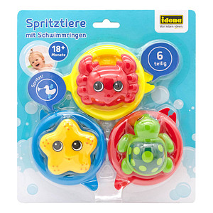 4064997406180 - Badespielzeug Spritztiere mit Schwimmring mehrfarbig  4064997406180 Idena