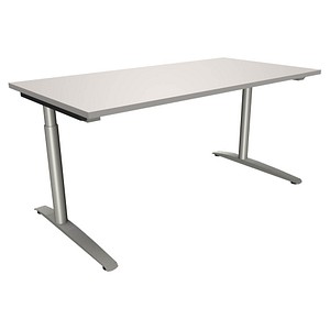 4260267325872 - fm Sidney höhenverstellbarer Schreibtisch lichtgrau rechteckig C-Fuß-Gestell Rundrohr silber 1600 x 800 cm 4260267325872 - fm Sidney höhenverstellbarer Schreibtisch lichtgrau rechteckig C-Fuß-Gestell Rundrohr silber 1600 x 800 cm