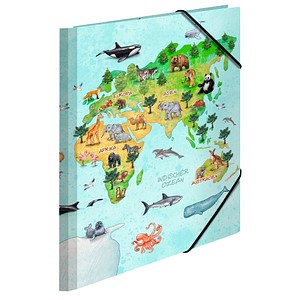 4008705195935 - 3 x HERMA Sammelmappe A4 Karton Weltkarte