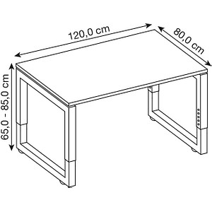 4032062163047 - eurokraft pro Schreibtisch mit Gestell aus Vierkant-Stahlrohr Höhe 650 - 850 mm BxT 1200 x 800 mm Eiche   alusilber