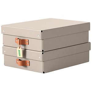 2 LEITZ Puro Aufbewahrungsboxen 8,0 l beige 27,0 x 37,0 x 10,0 cm
