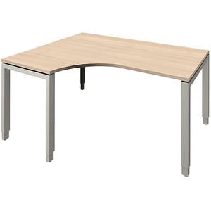 4260267326305 - fm Sidney höhenverstellbarer Schreibtisch akazie Bogenform 4-Fuß-Gestell Quadratrohr silber 1600 x 800 cm 4260267326305 - fm Sidney höhenverstellbarer Schreibtisch akazie Bogenform 4-Fuß-Gestell Quadratrohr silber 1600 x 800 cm