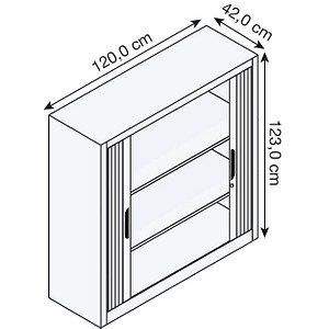 4062084586456 - Rollladenschrank mit Horizontal-Jalousie HxBxT 1230 x 1200 x 420 mm 2 Fachböden 3 Ordnerhöhen verkehrsweiß C+P