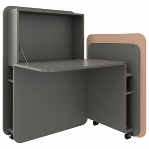 fm FLATup  Sekretär basalt/ sandfarben rechteckig, schwarz 107,0 x 41,5 – 91,0 cm