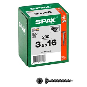 4003530275661 - 200ER satz universalschrauben t te fresh und t-star plus vollgewinde (35 x 16 mm schwarz) - Spax