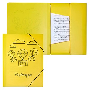 Pagna Eckspannmappe Postmappe 21603-15, A4 gelb Polypropylen (PP), mit 3 Einschlagklappen 4009212062079 Pagna