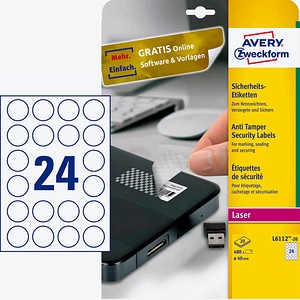480 AVERY Zweckform Sicherheitsetiketten L6112-20 weiß