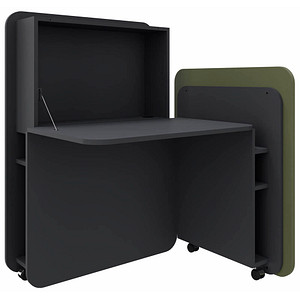 fm FLATup  Sekretär graphit/ dunkelgrün rechteckig, schwarz 107,0 x 41,5 – 91,0 cm