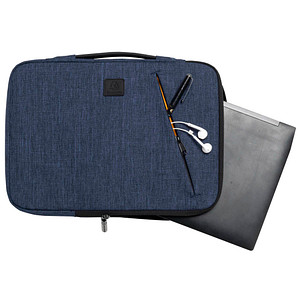 3130630171423 - Laptophülle Business für Laptops 15-16 gepolstert Griff & Reißverschlussfach B 410 x T 25 x H 310 mm Post-Consumer-Polyester blau 3130630171423 - Laptophülle Business für Laptops 15-16 gepolstert Griff & Reißverschlussfach B 410 x T 25 x H 310 mm Post-Consumer-Polyester blau