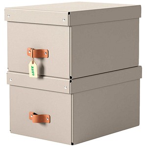 4002432136452 - Puro Aufbewahrungsbox mit Deckel mittel 17L 100% recycelter Karton 2er-Pack Beige