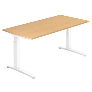 HAMMERBACHER VXB16 höhenverstellbarer Schreibtisch ahorn rechteckig, C-Fuß-Gestell weiß 160,0 x 80,0 cm