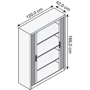 4062084586524 - Rollladenschrank mit Horizontal-Jalousie HxBxT 1660 x 1200 x 420 mm 3 Fachböden 4 Ordnerhöhen verkehrsweiß 4062084586524 - Rollladenschrank mit Horizontal-Jalousie HxBxT 1660 x 1200 x 420 mm 3 Fachböden 4 Ordnerhöhen verkehrsweiß