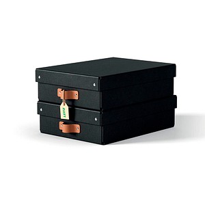 4002432136438 - Puro Aufbewahrungsbox mit Deckel mittelgroß & flach 8L 100% recycelter Karton 2er-Pack Schwartz