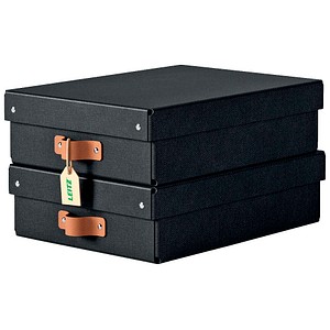 2 LEITZ Puro Aufbewahrungsboxen 8,0 l schwarz 27,0 x 37,0 x 10,0 cm