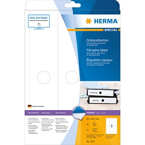 4008705051675 - 5167 63 x 297 mm Ordneretiketten weiß zum aufkleben für Hängeordner 4008705051675 5167 25 Blatt