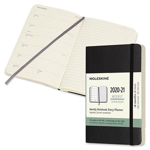 Buchkalender Wochenkalender Juli 2020-Dezember 2021 schwarz