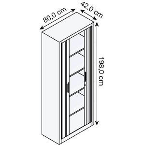 4025314274837 - Rollladenschrank mit Horizontal-Jalousie HxBxT 1980 x 800 x 420 mm 4 Fachböden 5 Ordnerhöhen lichtgrau C+P 4025314274837 - Rollladenschrank mit Horizontal-Jalousie HxBxT 1980 x 800 x 420 mm 4 Fachböden 5 Ordnerhöhen lichtgrau C+P