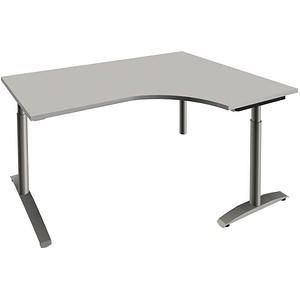 4260672332274 - fm Sidney höhenverstellbarer Schreibtisch lichtgrau Bogenform C-Fuß-Gestell Rundrohr silber 1600 x 800 cm 4260672332274 - fm Sidney höhenverstellbarer Schreibtisch lichtgrau Bogenform C-Fuß-Gestell Rundrohr silber 1600 x 800 cm