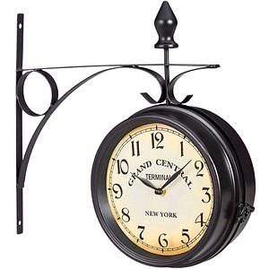 4052025262921 - Bahnhofsuhr doppelseitig Batterie retro New York hbt 35 x 35 x 10 cm zweiseitige Wanduhr Vintage schwarz - Relaxdays 4052025262921 - Bahnhofsuhr doppelseitig Batterie retro New York hbt 35 x 35 x 10 cm zweiseitige Wanduhr Vintage schwarz - Relaxdays