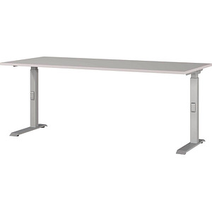 4005949791763 - Schreibtisch DOWNEY 7912-643 manuell höhenverstellbar 68-91cm (H) 180x80cm (BxT) rechteckig kaschmir   silber 4005949791763